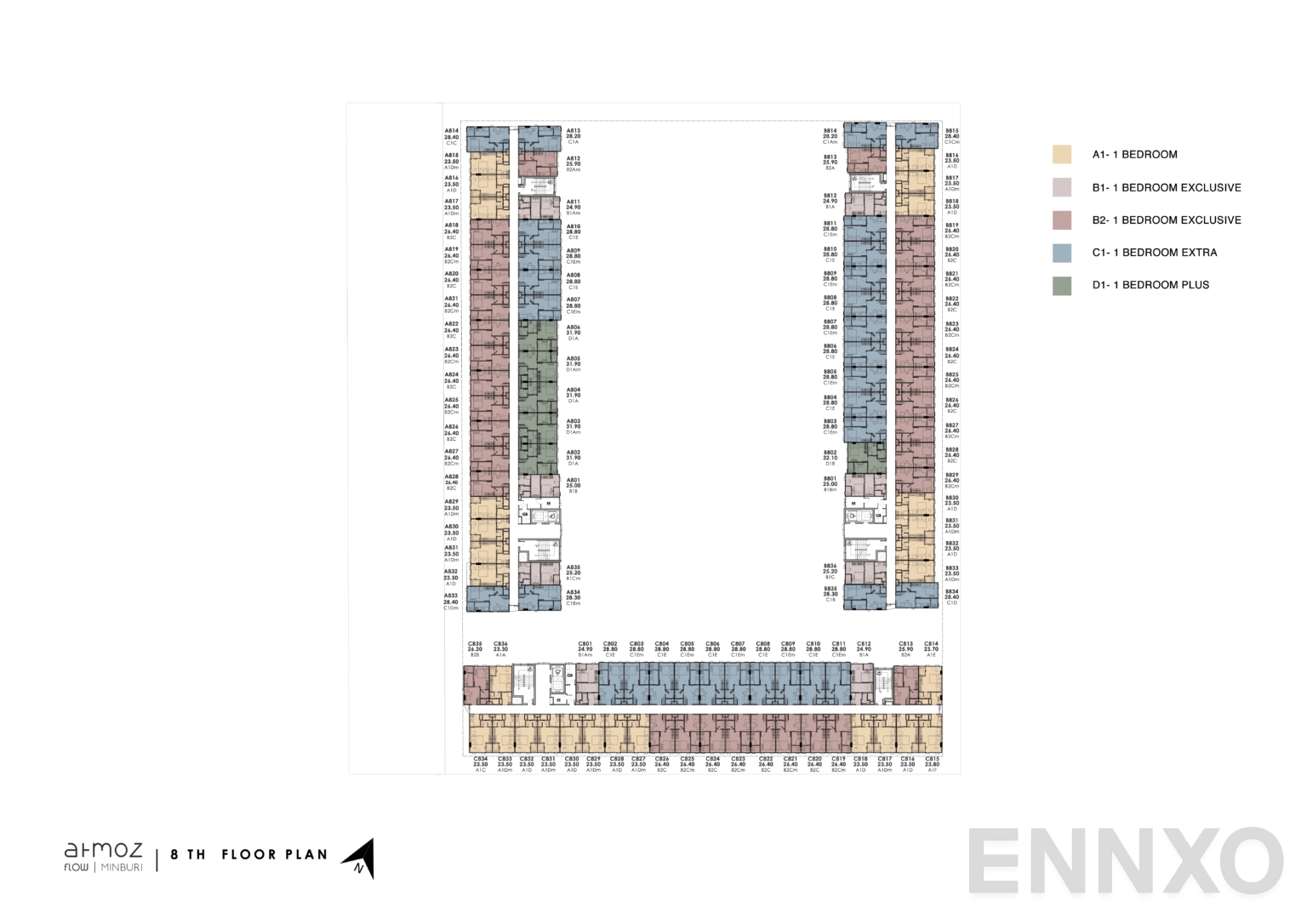 แปลนชั้น 8th Floor ของโครงการ Atmoz Flow Minburi