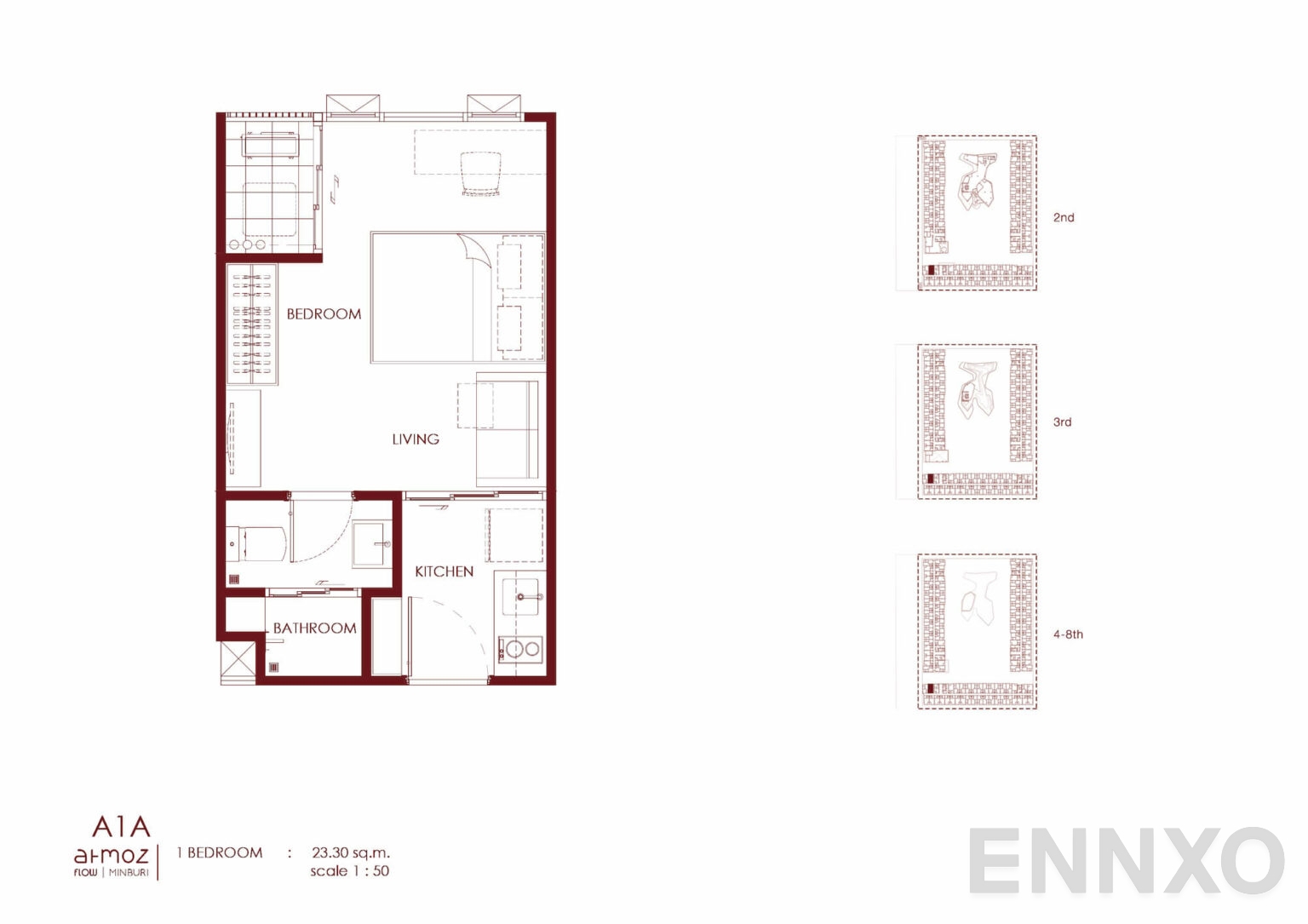 รูปแปลนห้อง A1A  ของโครงการ Atmoz Flow Minburi