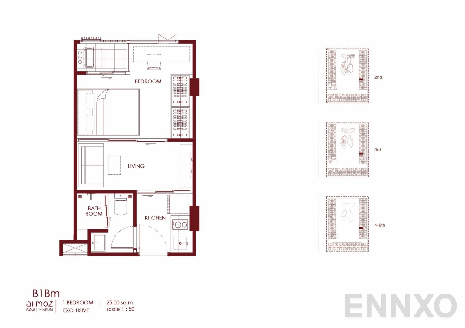 รูปแปลนห้อง B1Bm ของโครงการ Atmoz Flow Minburi
