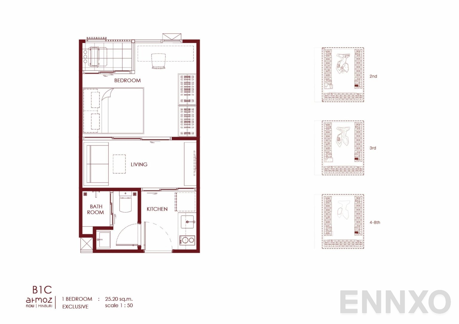 รูปแปลนห้อง B1C ของโครงการ Atmoz Flow Minburi