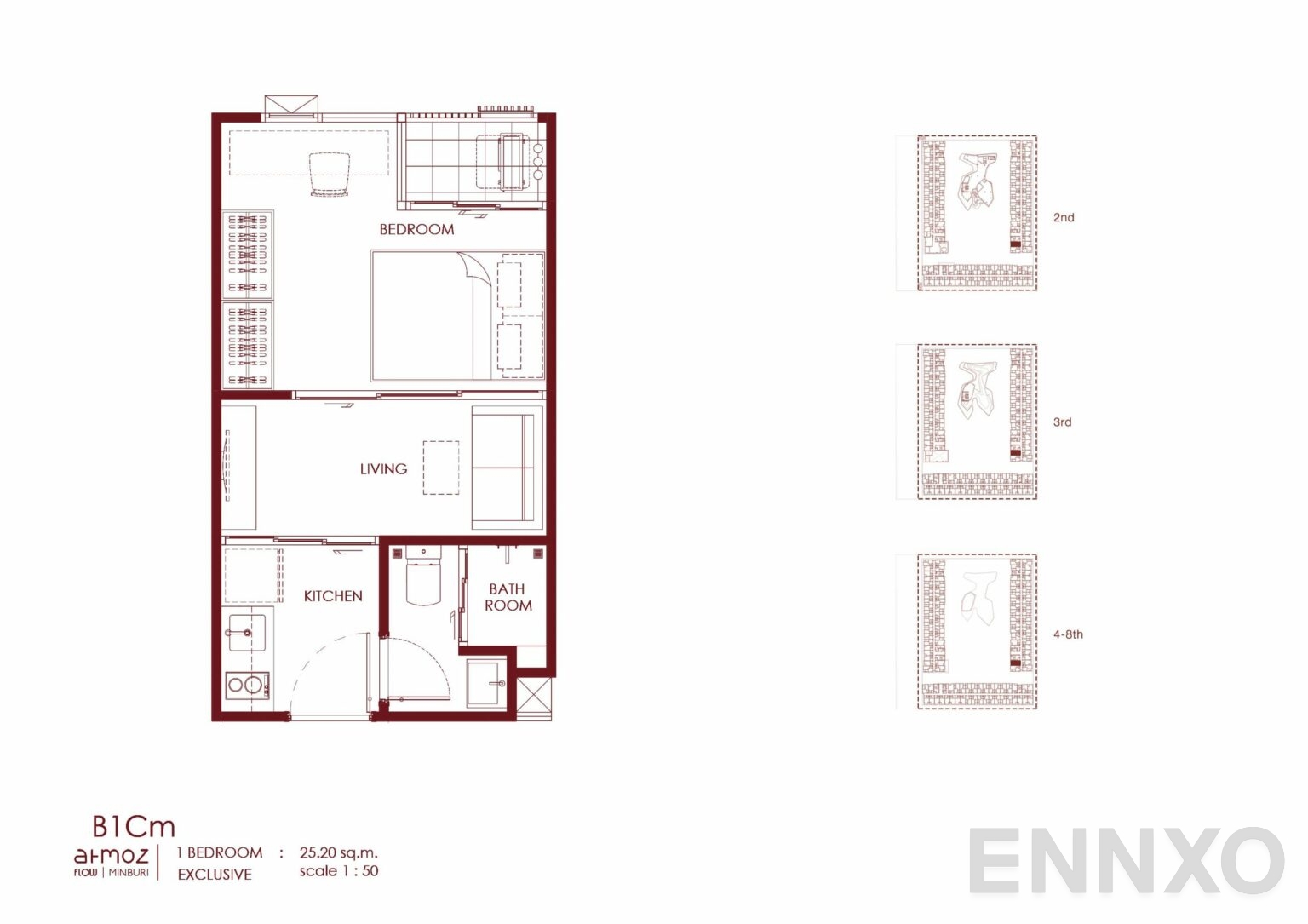 รูปแปลนห้อง B1Cm ของโครงการ Atmoz Flow Minburi