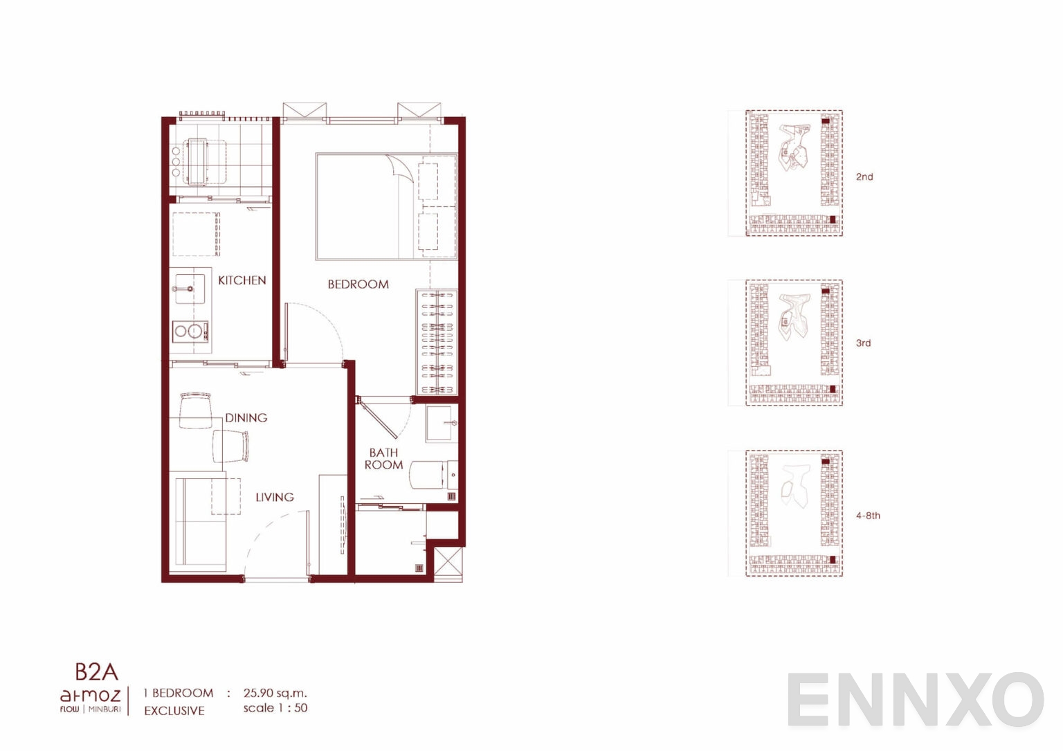 รูปแปลนห้อง B2A ของโครงการ Atmoz Flow Minburi