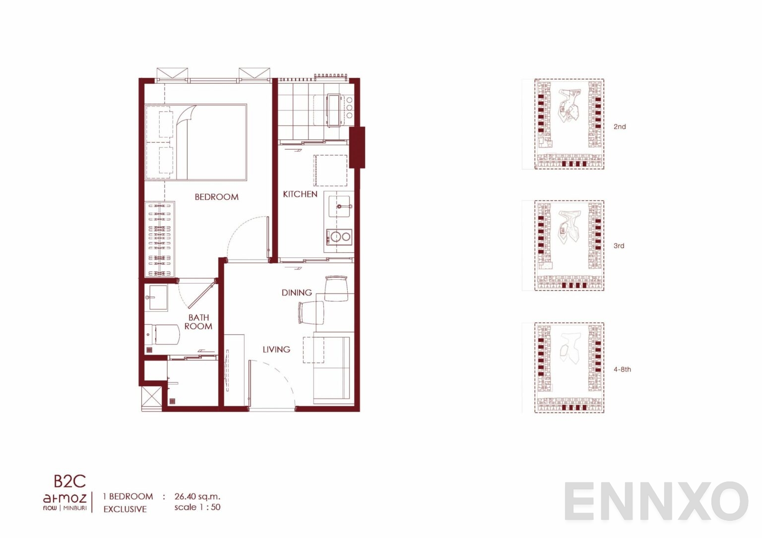 รูปแปลนห้อง B2C ของโครงการ Atmoz Flow Minburi