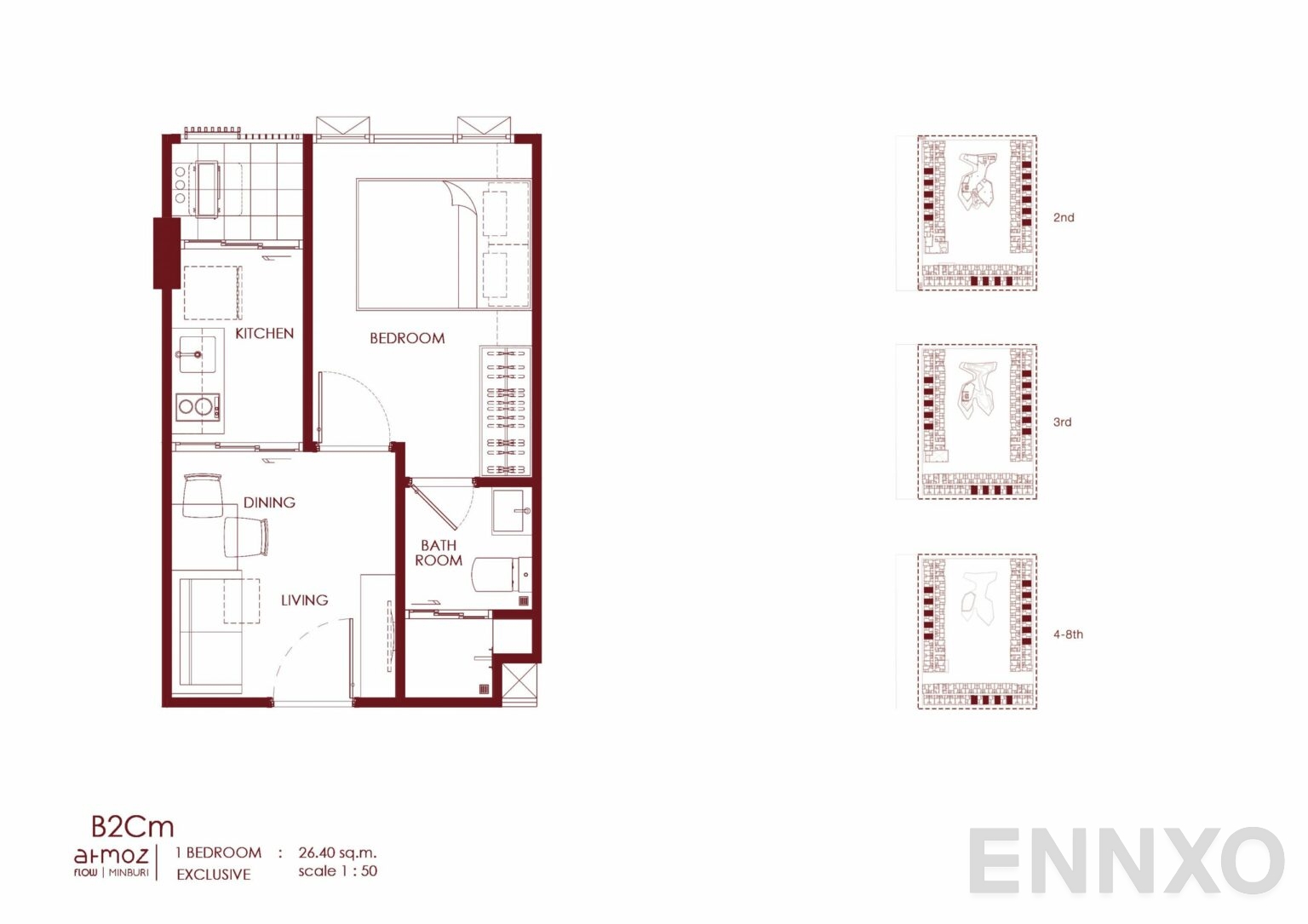 รูปแปลนห้อง B2Cm ของโครงการ Atmoz Flow Minburi