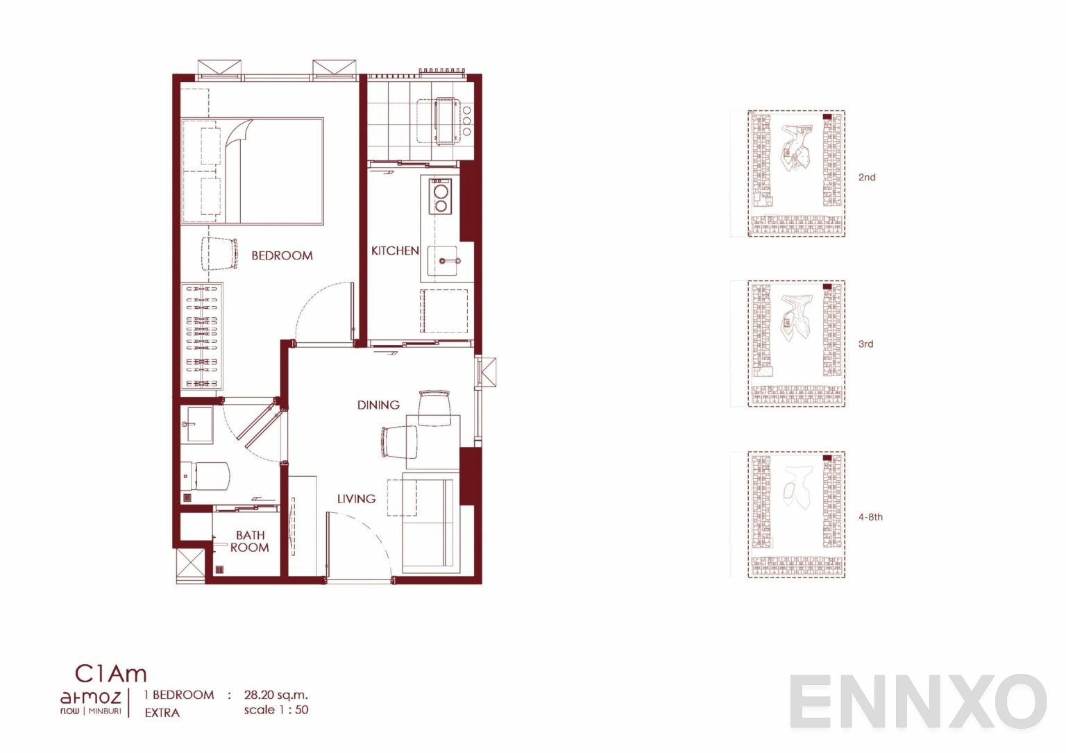 รูปแปลนห้อง C1Am ของโครงการ Atmoz Flow Minburi