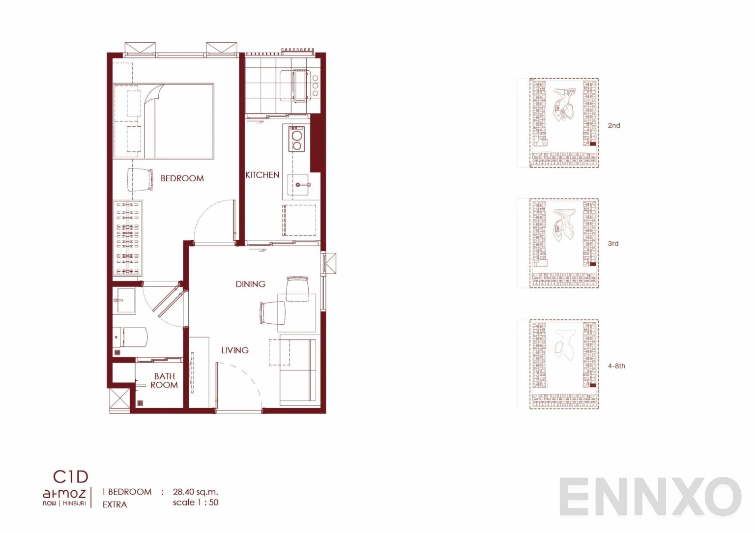 รูปแปลนห้อง C1D ของโครงการ Atmoz Flow Minburi