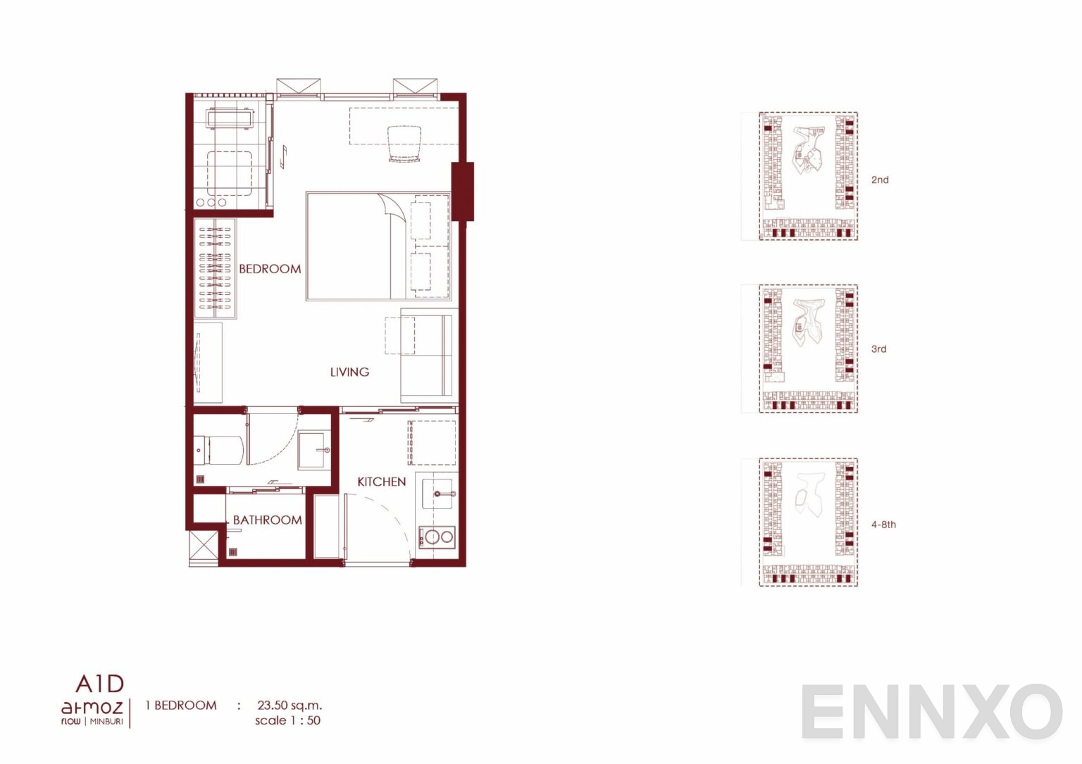 รูปแปลนห้อง A1D ของโครงการ Atmoz Flow Minburi