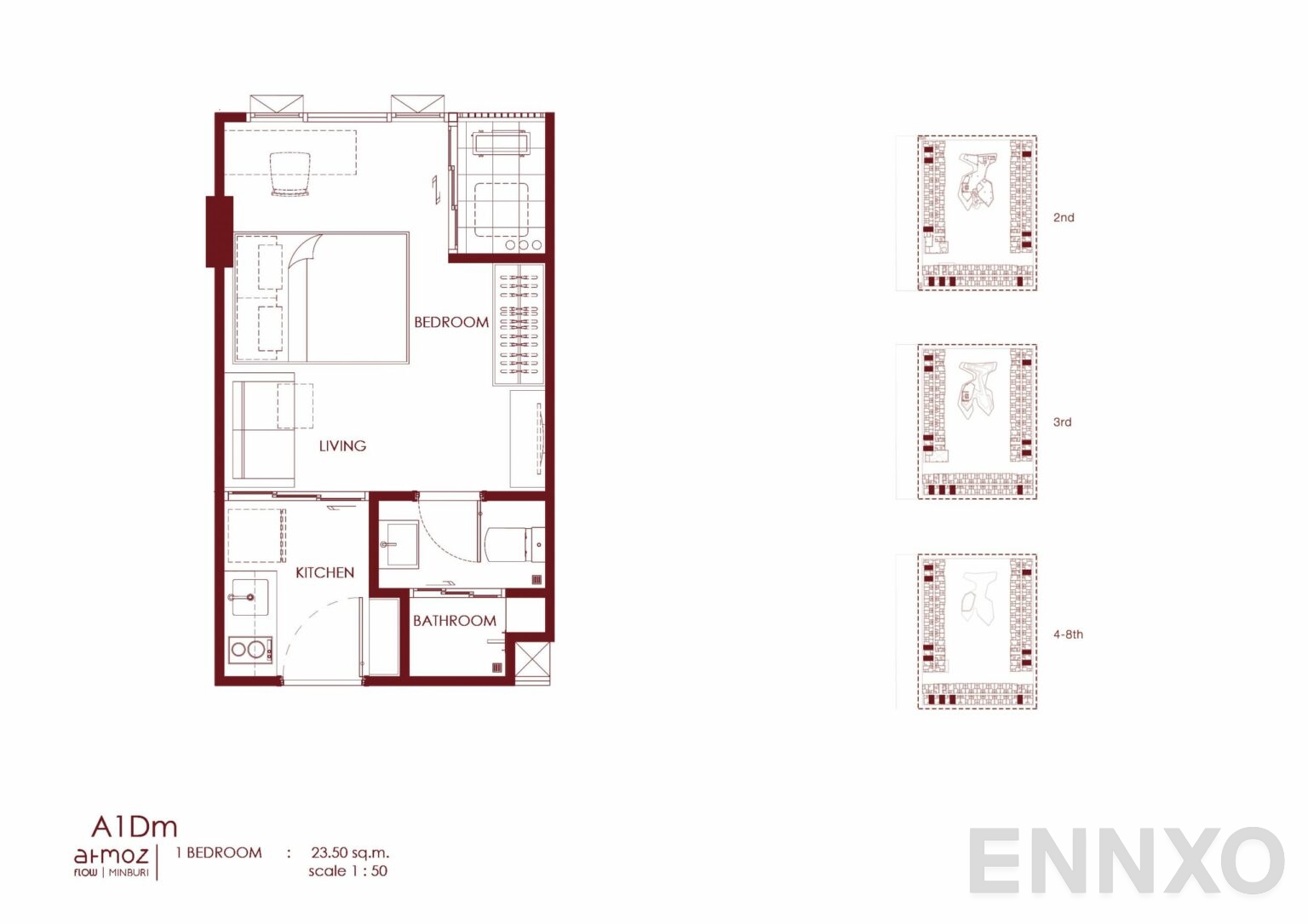 รูปแปลนห้อง A1Dm ของโครงการ Atmoz Flow Minburi