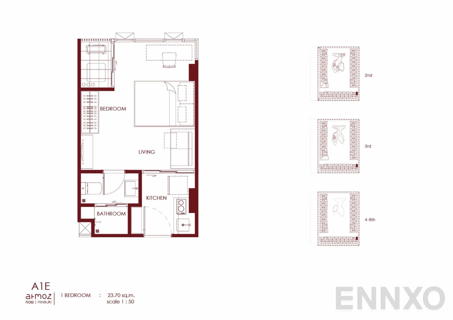 รูปแปลนห้อง A1E ของโครงการ Atmoz Flow Minburi