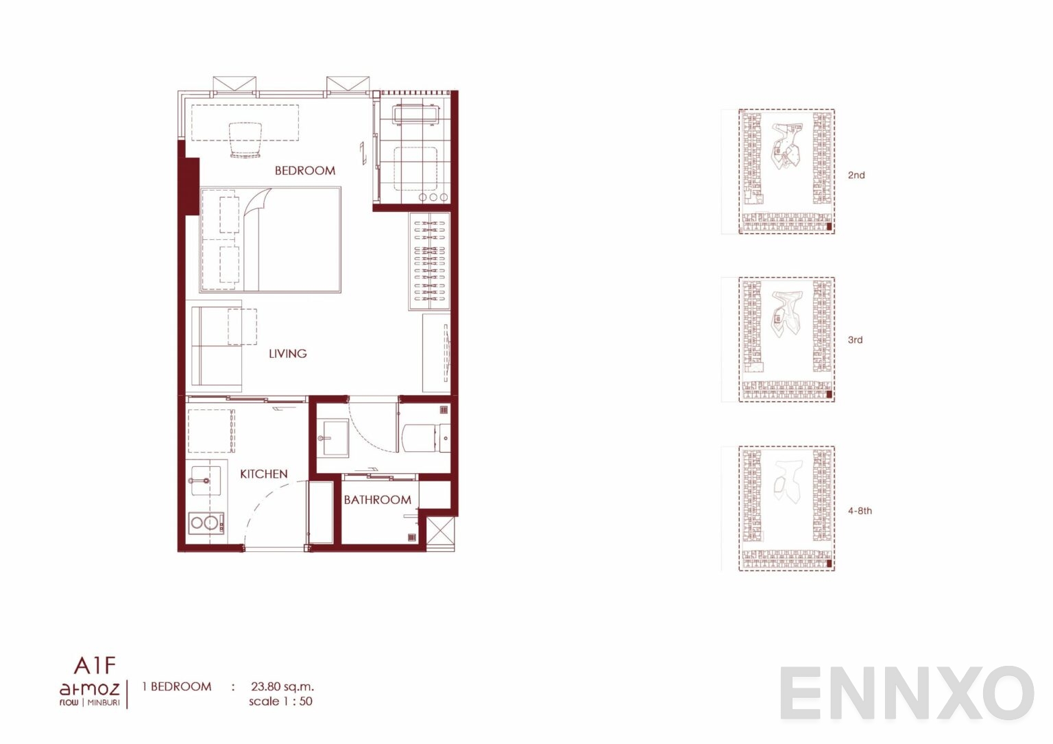 รูปแปลนห้อง A1F ของโครงการ Atmoz Flow Minburi