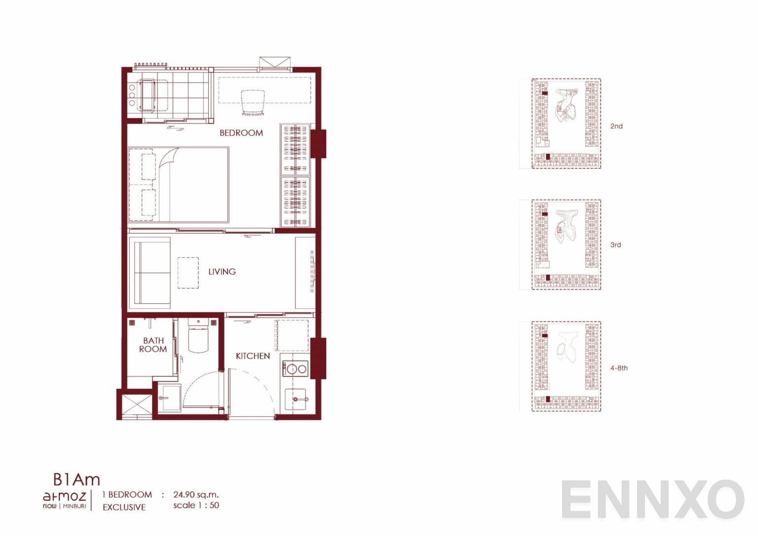 รูปแปลนห้อง B1Am ของโครงการ Atmoz Flow Minburi