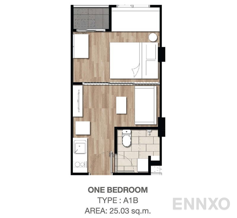 รูปแปลนห้อง 1 Bedroom โครงการ แอทโมซ ลาดพร้าว 15