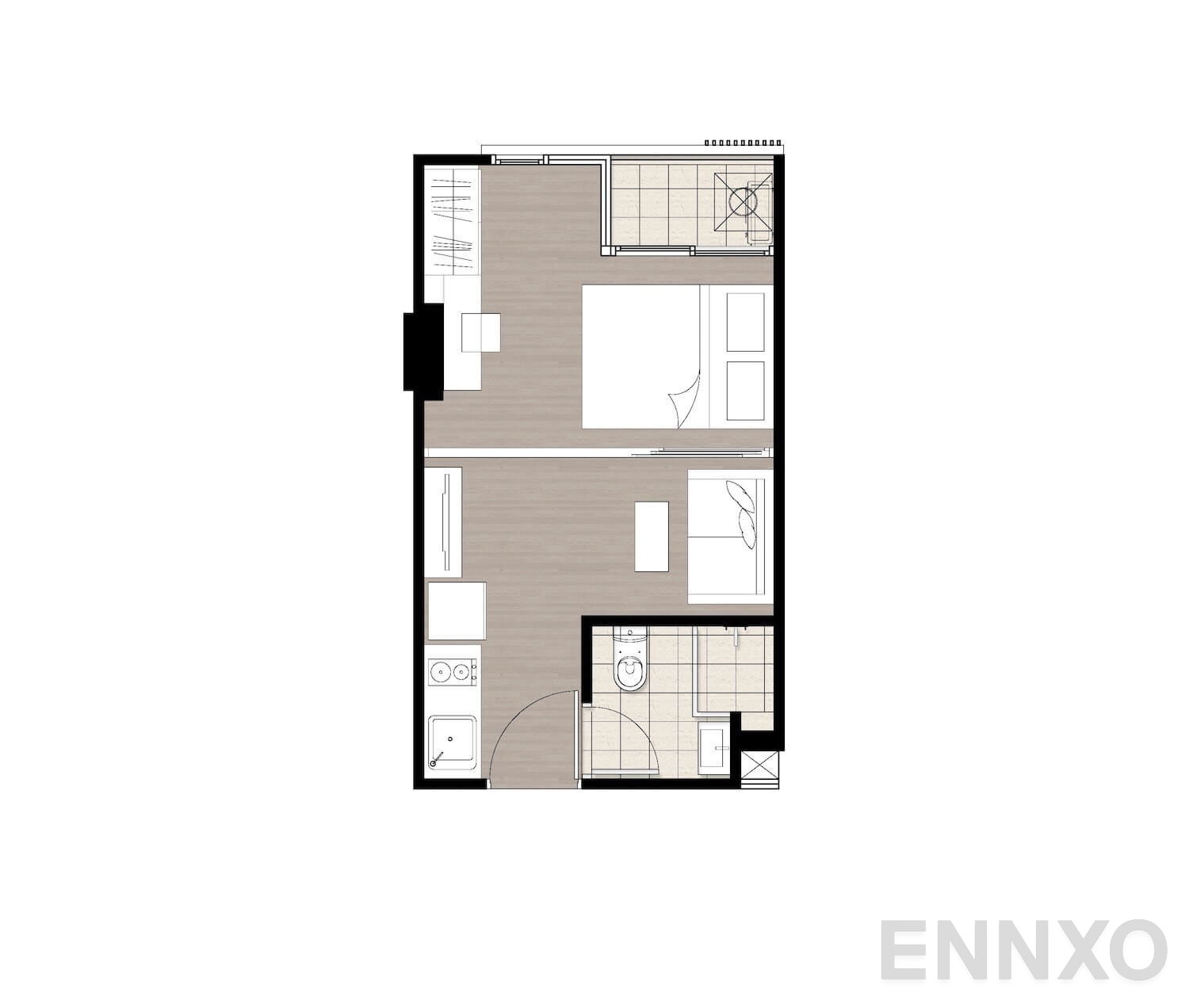 รูปแปลนห้อง 1 Bedroom ของโครงการ แอทโมซ ลาดพร้าว 71