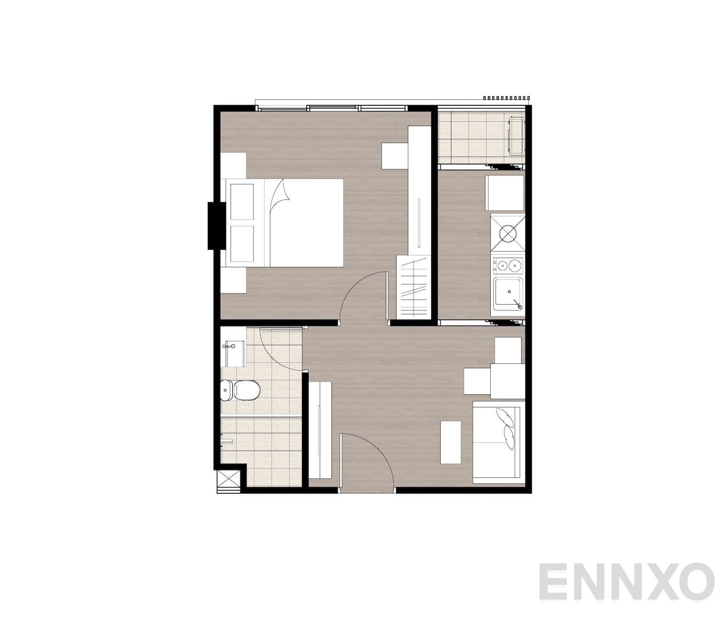 รูปแปลนห้อง 1 Bedroom Exclusive ของโครงการ แอทโมซ ลาดพร้าว 71