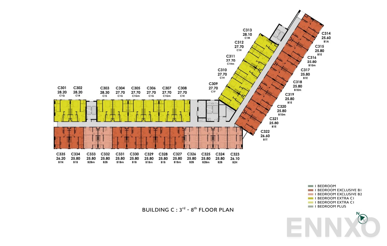 แปลนชั้น 3rd - 8th Floor ของโครงการ แอทโมซ โอเอซิส อ่อนนุช