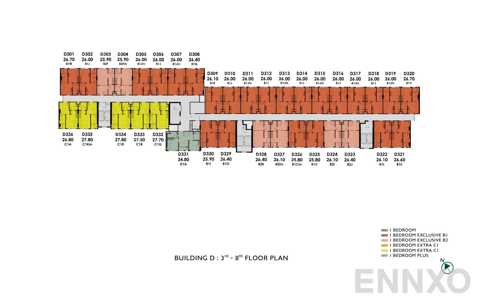 แปลนชั้น 3rd - 8th Floor ของโครงการ แอทโมซ โอเอซิส อ่อนนุช