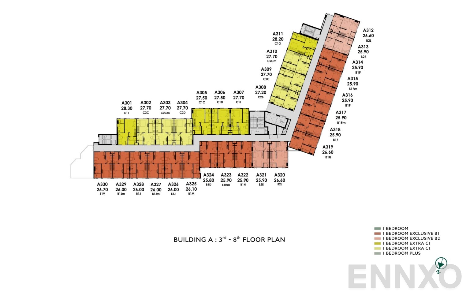 แปลนชั้น 3rd - 8th Floor ของโครงการ แอทโมซ โอเอซิส อ่อนนุช
