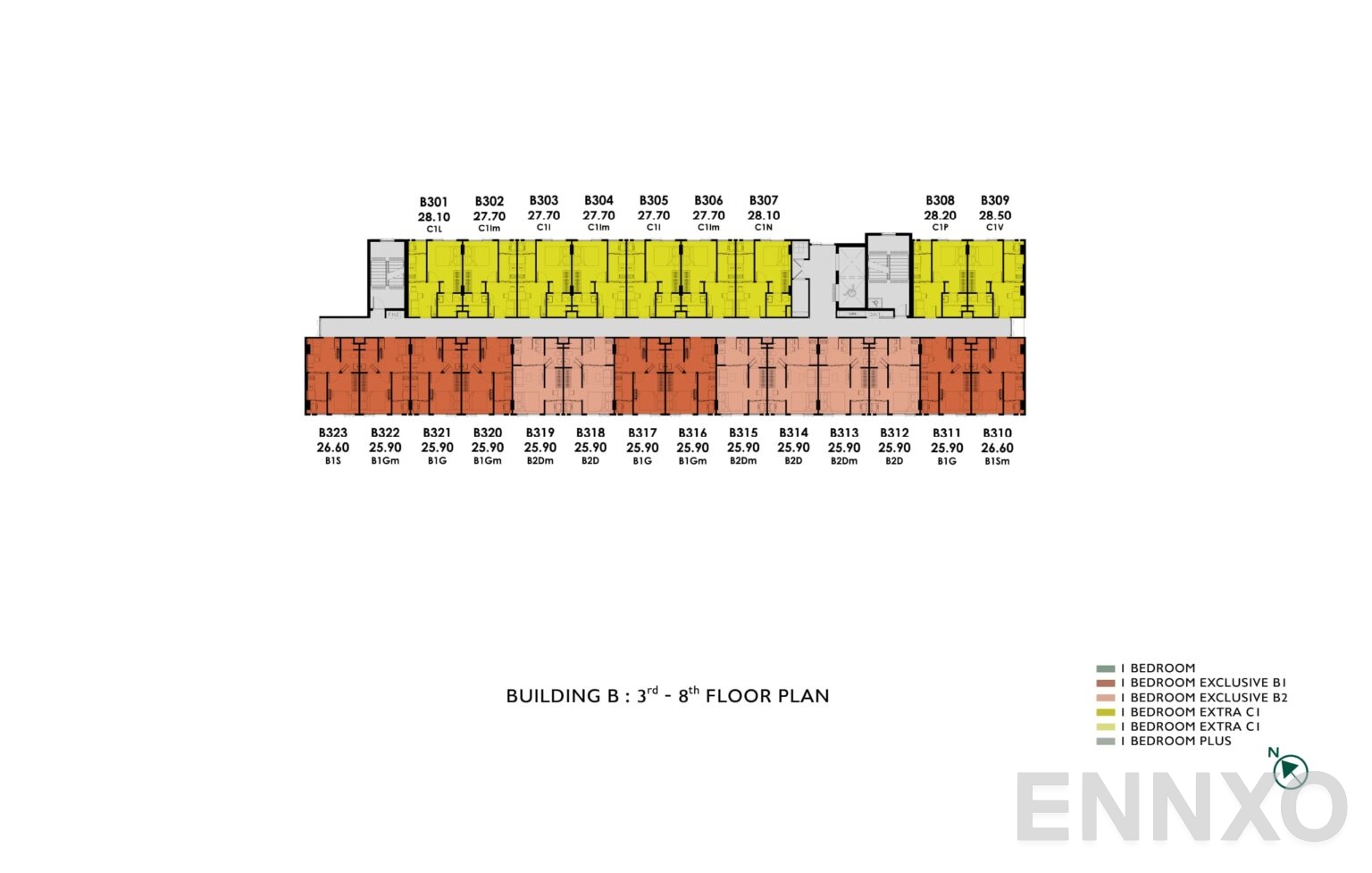 แปลนชั้น 3rd - 8th Floor ของโครงการ แอทโมซ โอเอซิส อ่อนนุช