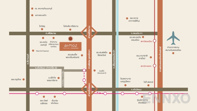 ภาพแผนที่แสดงที่ตั้งโครงการ Atmoz Portrait Srisaman และสถานที่โดยรอบ