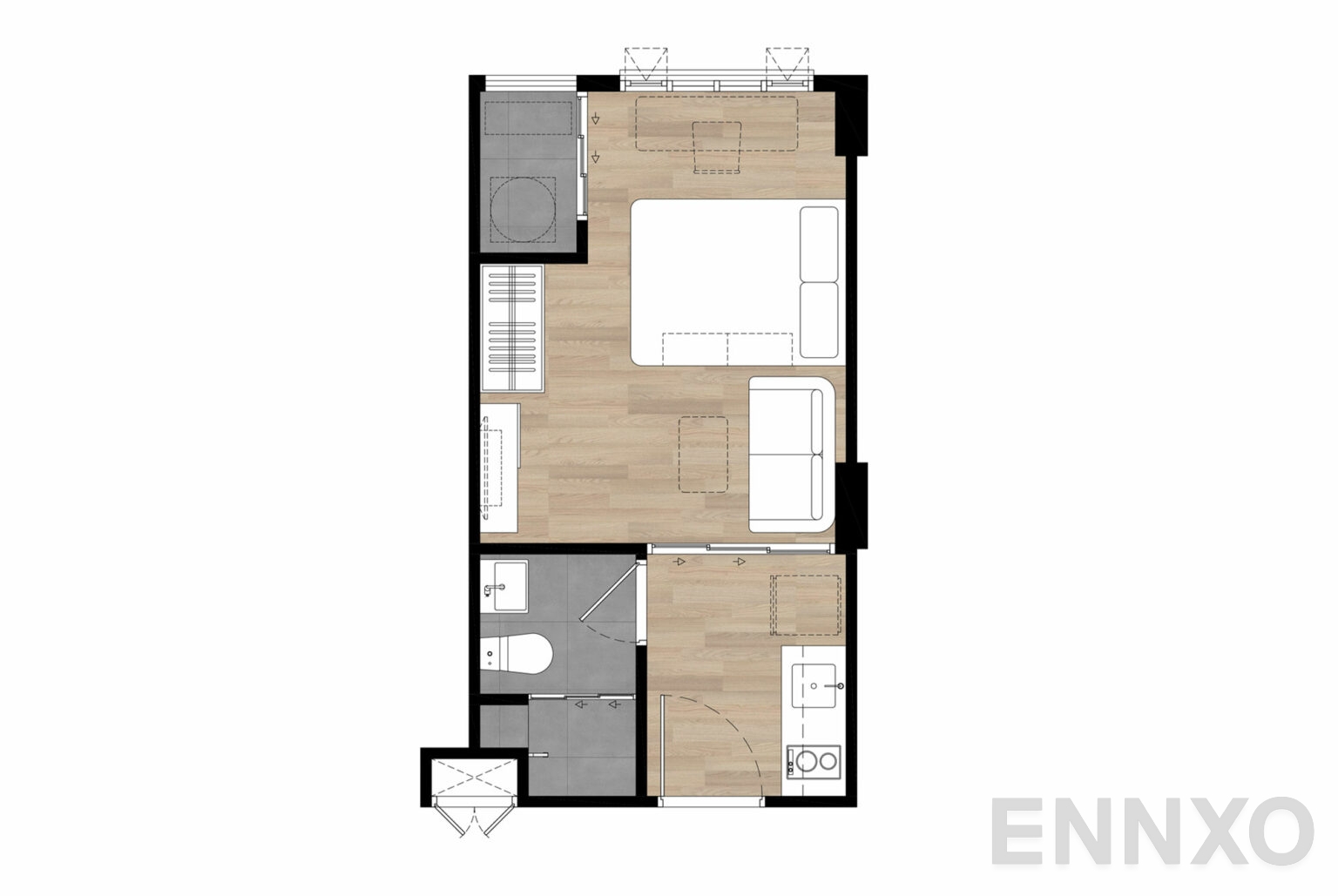 รูปแปลนห้อง A1B 22.70 sq.m. ของโครงการ Atmoz Portrait Srisaman