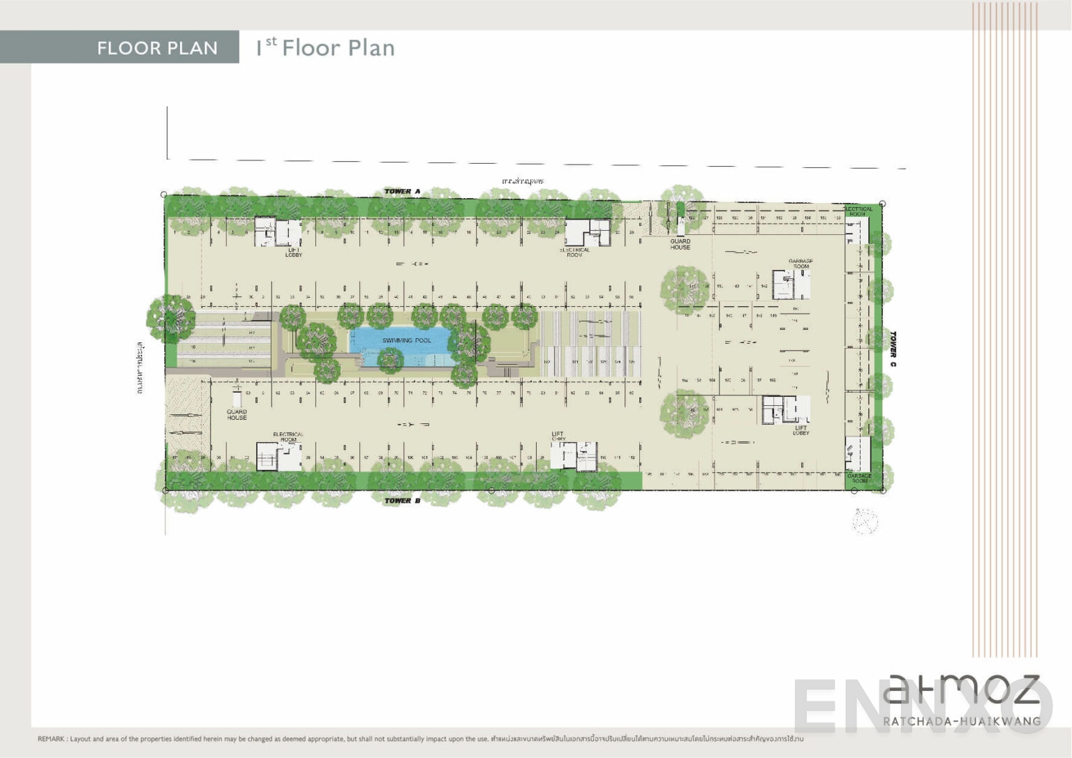แปลนชั้น 1st Floor Plan ของโครงการ แอทโมซ รัชดา - ห้วยขวาง