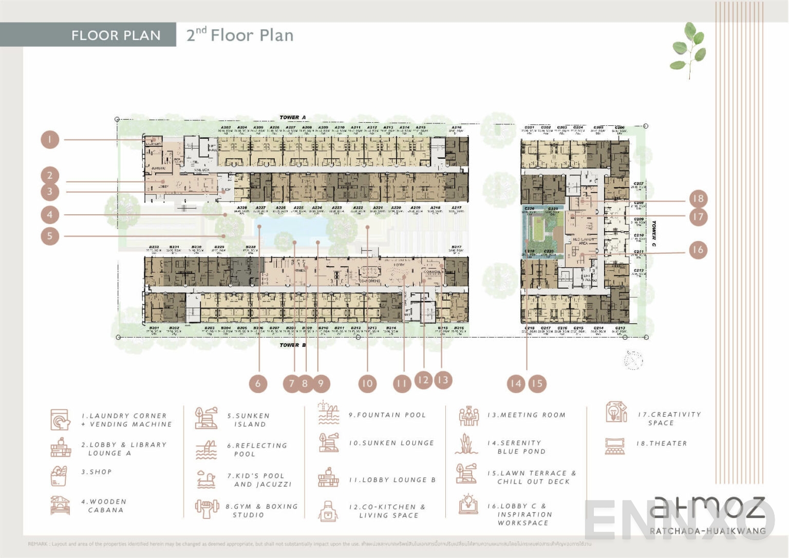 แปลนชั้น 2nd Floor Plan ของโครงการ แอทโมซ รัชดา - ห้วยขวาง