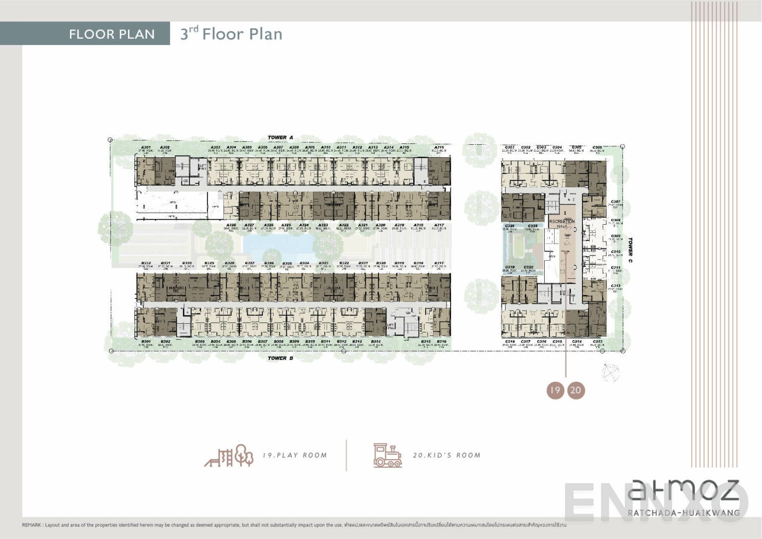 แปลนชั้น 3rd Floor Plan ของโครงการ แอทโมซ รัชดา - ห้วยขวาง