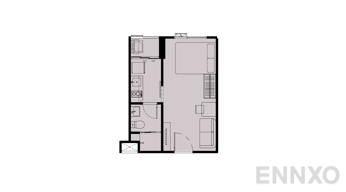 รูปแปลนห้อง 1 Bedroom ของโครงการ Atmoz Season Ladkrabang
