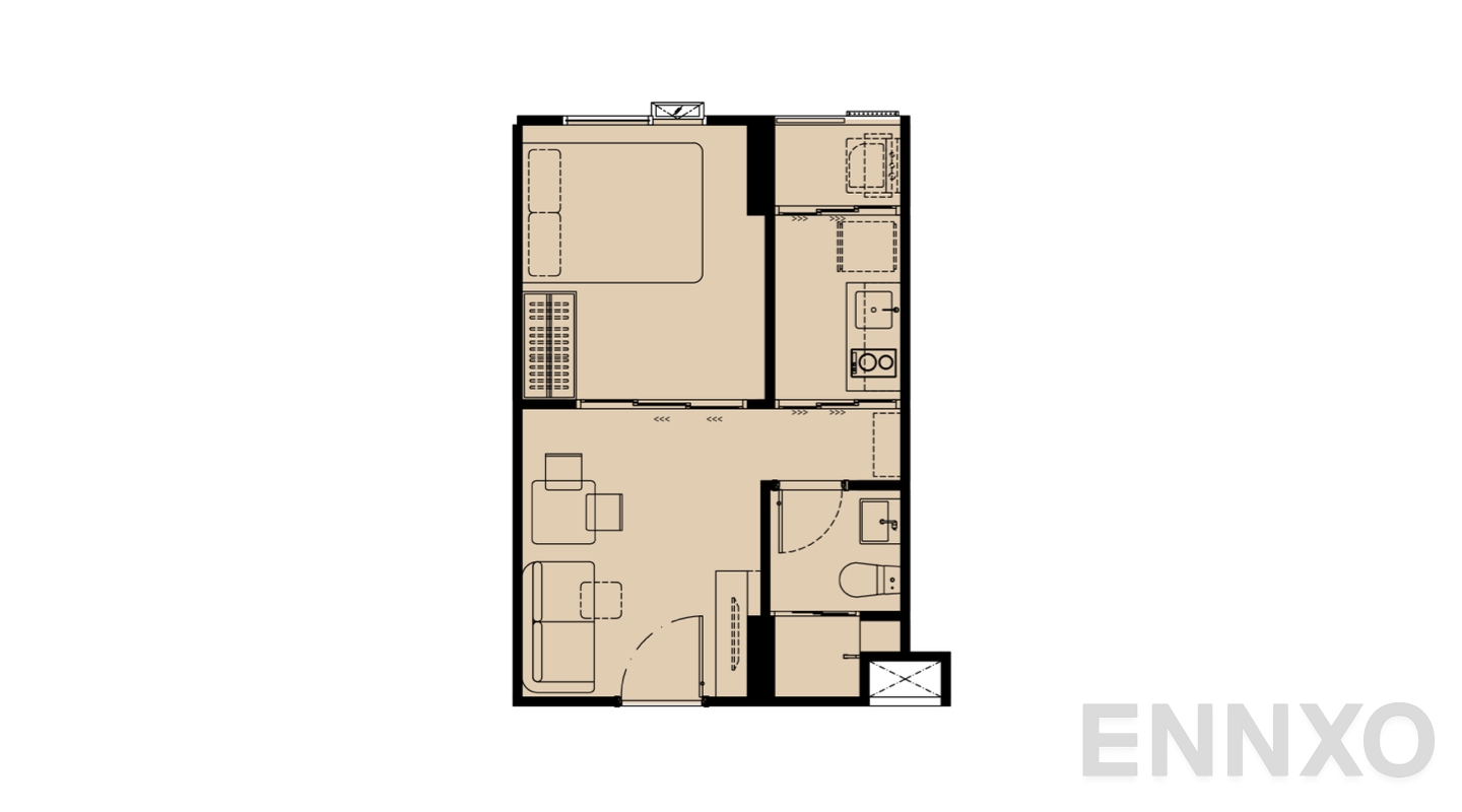 รูปแปลนห้อง 1 Bedroom Exclusive B1 ของโครงการ Atmoz Season Ladkrabang