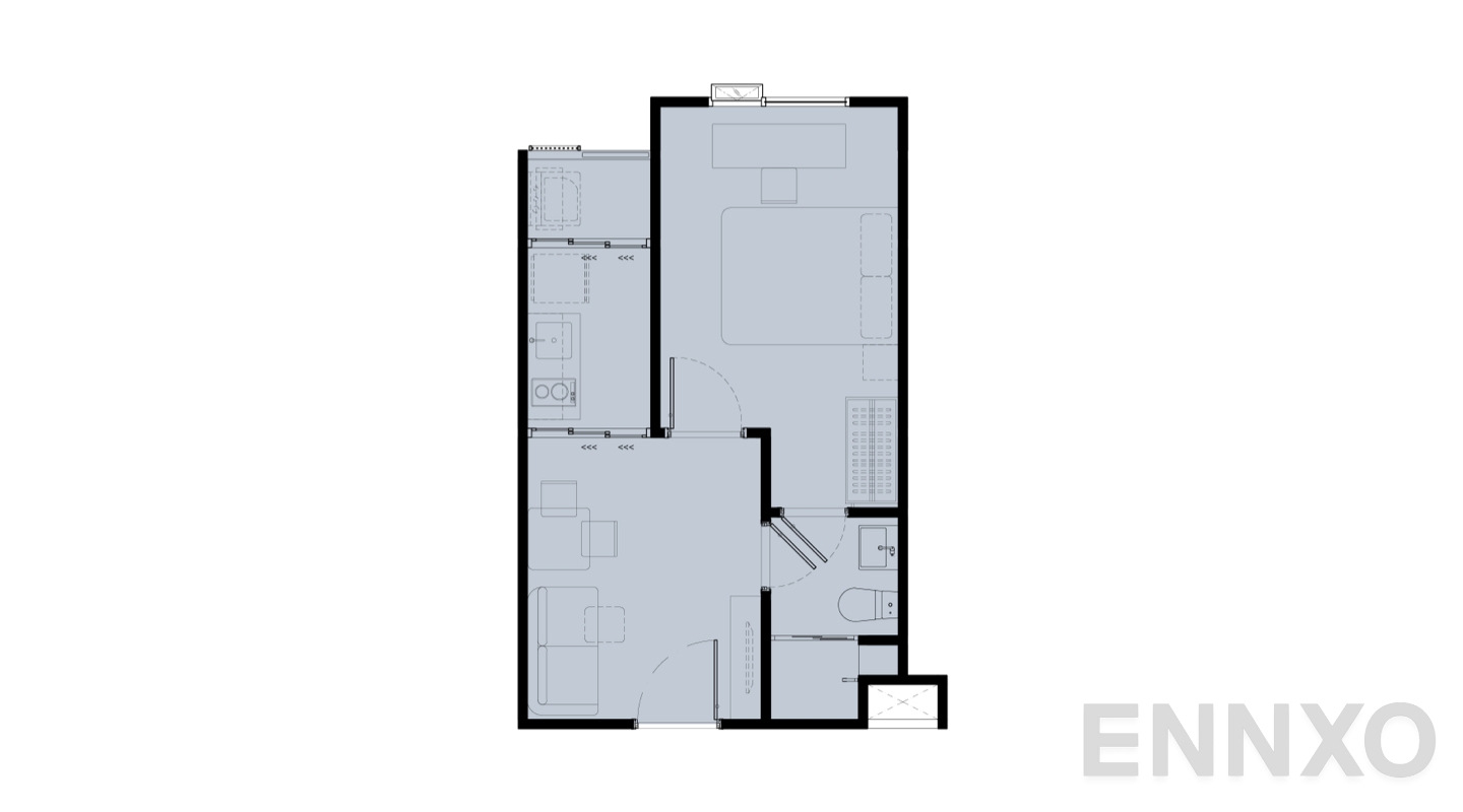 รูปแปลนห้อง 1 Bedroom Extra ของโครงการ Atmoz Season Ladkrabang