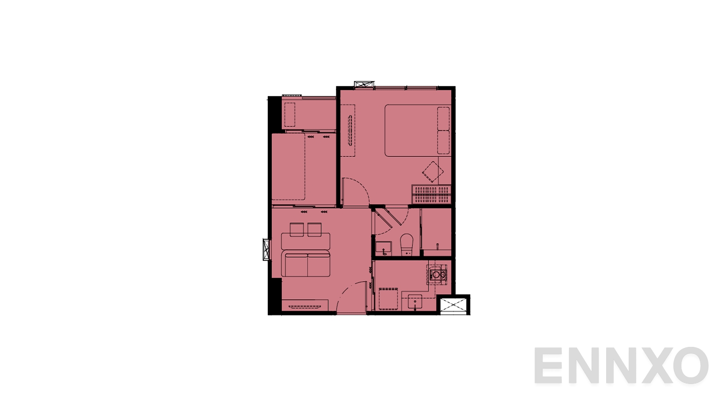 รูปแปลนห้อง 1 Bedroom Plus ของโครงการ Atmoz Season Ladkrabang