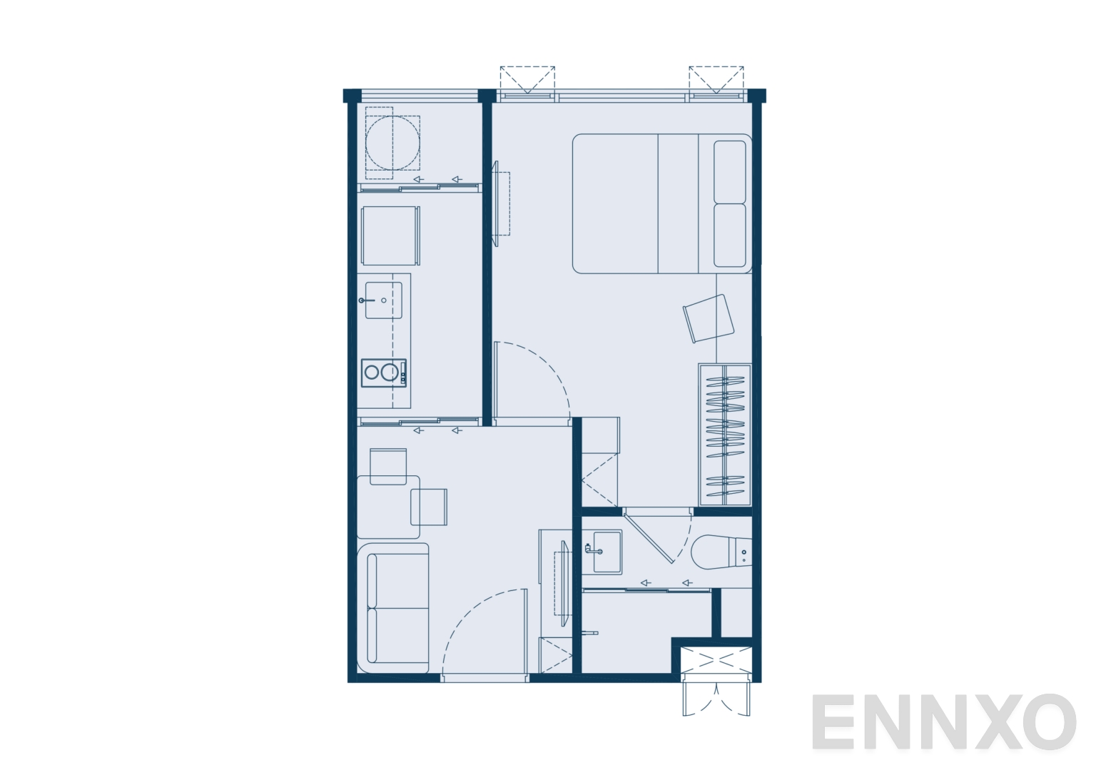 รูปแปลนห้อง C1B 28.55 SQ.M. ของโครงการ แอทโมซ ทรอปิคาน่า บางนา