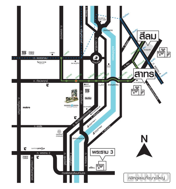 ภาพแผนที่แสดงที่ตั้งโครงการ Bangkok Horizon Ratchada - Thapra
(แบงค์คอก ฮอไรซอน รัชดา-ท่าพระ) และสถานที่โดยรอบ
