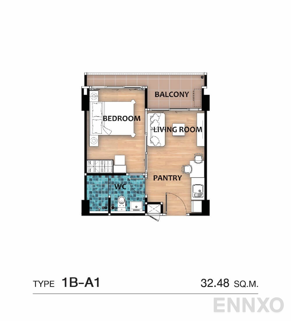 รูปแปลนห้อง Type 1B-A1 ของโครงการ บ้านเขาใหญ่