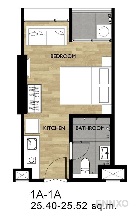 รูปแปลนห้อง 1 Bedroom โครงการ Blossom Condo @ Fashion Beyond