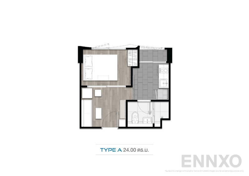 รูปแปลนห้อง Type A ของโครงการ บลู สุขุมวิท 89