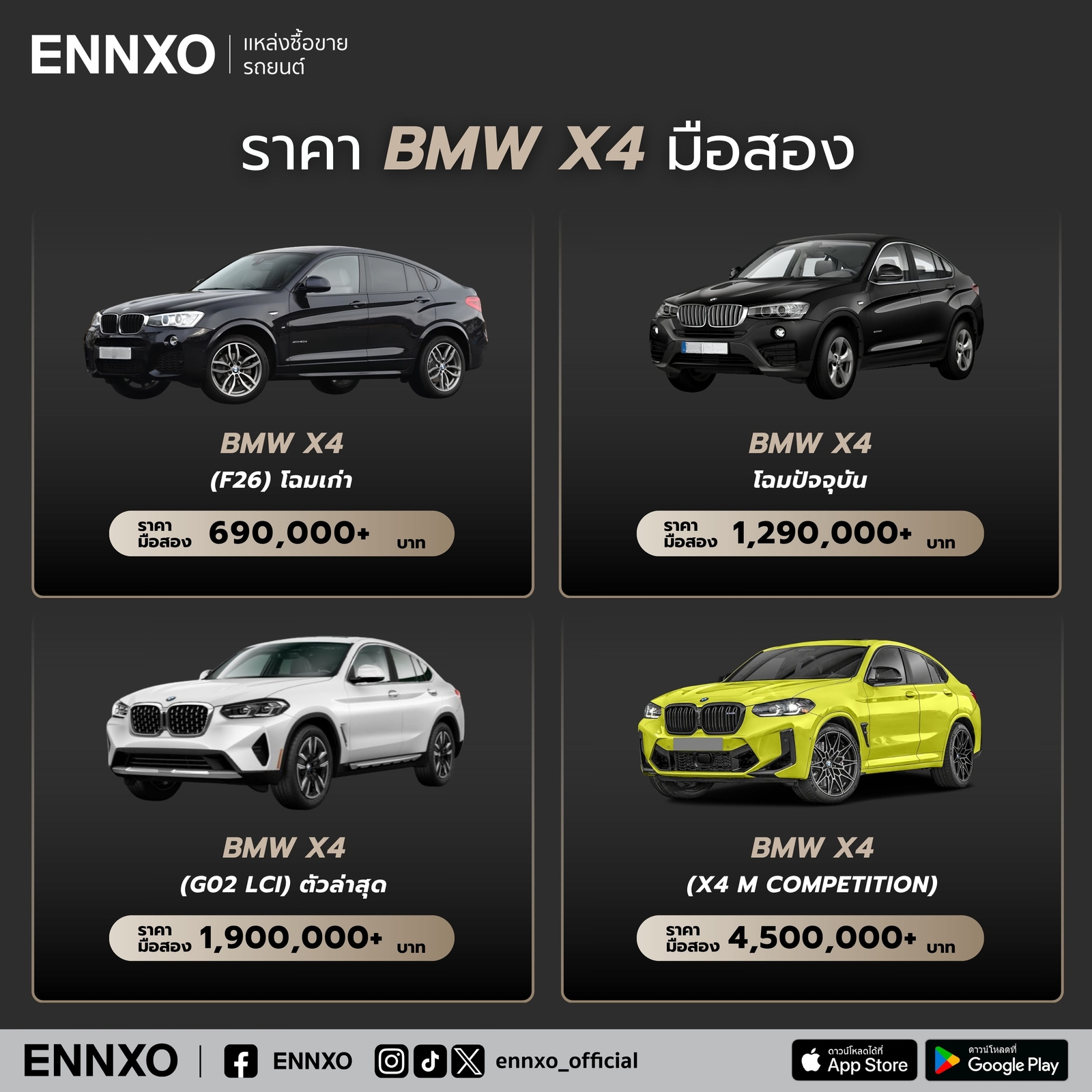 BMW X4 มือสอง ราคาปัจจุบัน