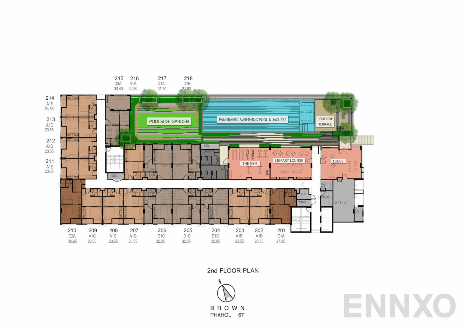 แปลนชั้น 2nd FLOOR PLAN ของโครงการ Brown Condo Phahol - Sapanmai