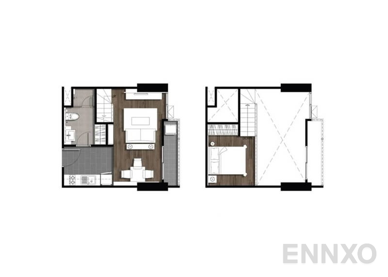 รูปแปลนห้อง 1 Bedroom Loft ของโครงการ ซี เอกมัย