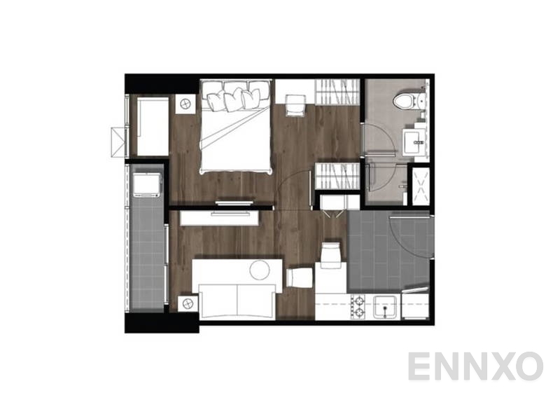 รูปแปลนห้อง 2 Bedroom ของโครงการ ซี เอกมัย