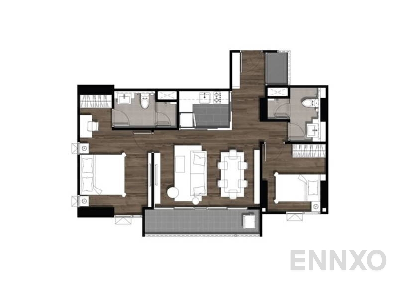 รูปแปลนห้อง Penthouse ของโครงการ ซี เอกมัย