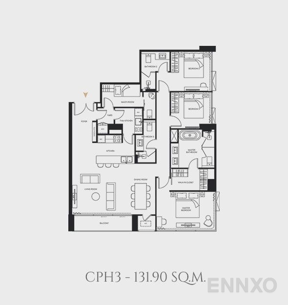 รูปแปลนห้อง Penthouse ของโครงการ เซอเลส อโศก