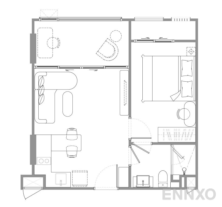 รูปแปลนห้อง 1 Bedroom Plus ของโครงการ แชปเตอร์ เจริญกรุง - ริเวอร์ไซด์  