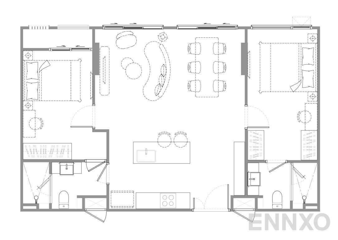 รูปแปลนห้อง 2 Bedroom ของโครงการ แชปเตอร์ เจริญกรุง - ริเวอร์ไซด์  