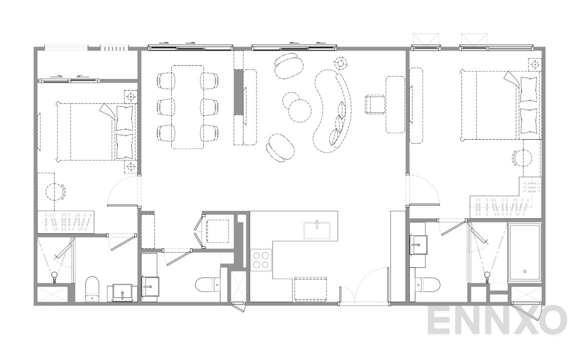 รูปแปลนห้อง 2 Bedroom ของโครงการ แชปเตอร์ เจริญกรุง - ริเวอร์ไซด์  