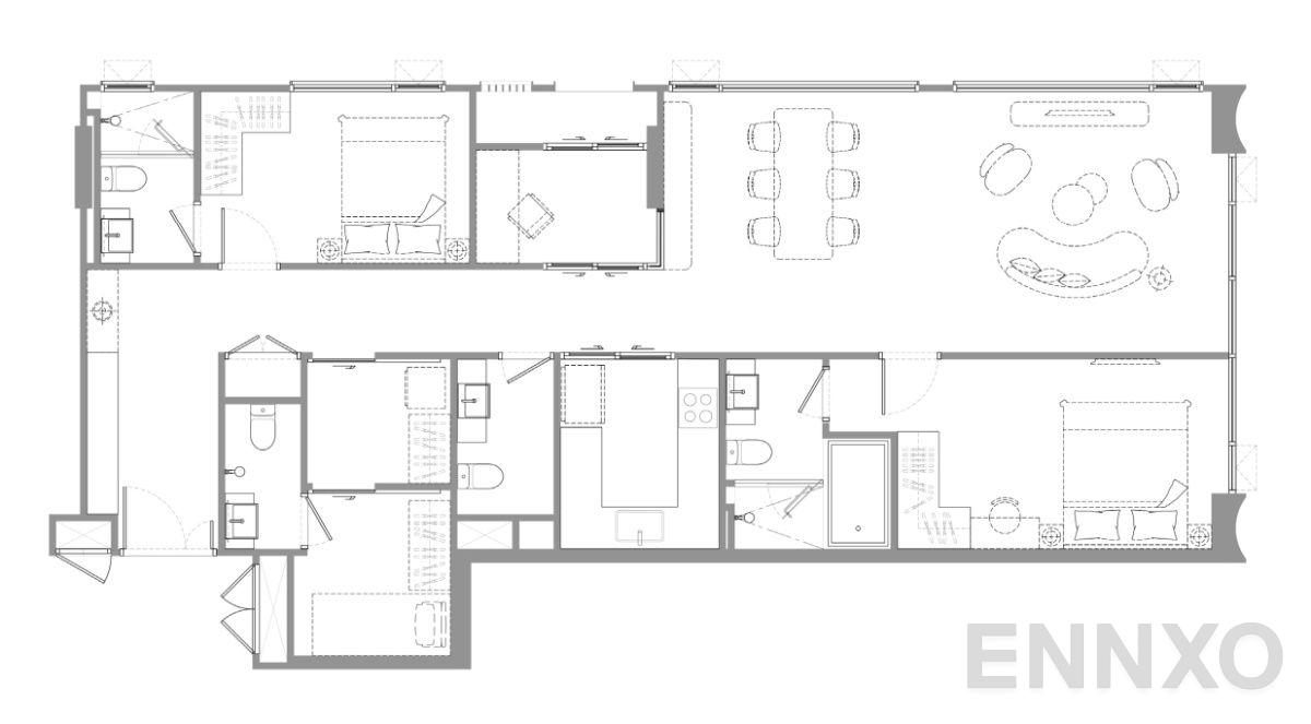 รูปแปลนห้อง 2 Bedroom Plus RIVERFRONT ของโครงการ แชปเตอร์ เจริญกรุง - ริเวอร์ไซด์  