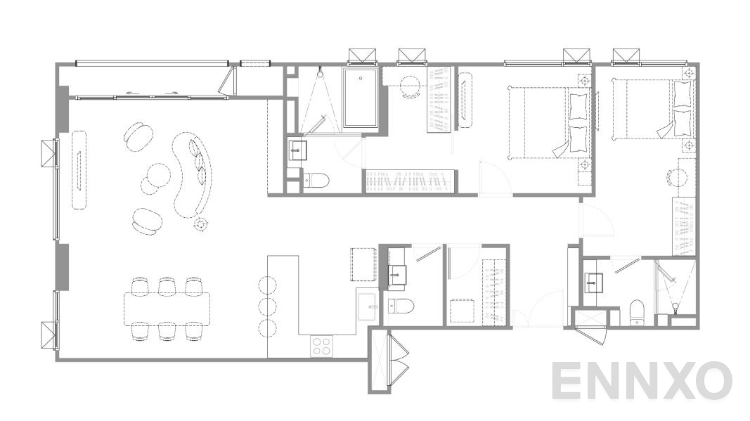 รูปแปลนห้อง 2 Bedroom Plus  RIVERFRONT ของโครงการ แชปเตอร์ เจริญกรุง - ริเวอร์ไซด์  