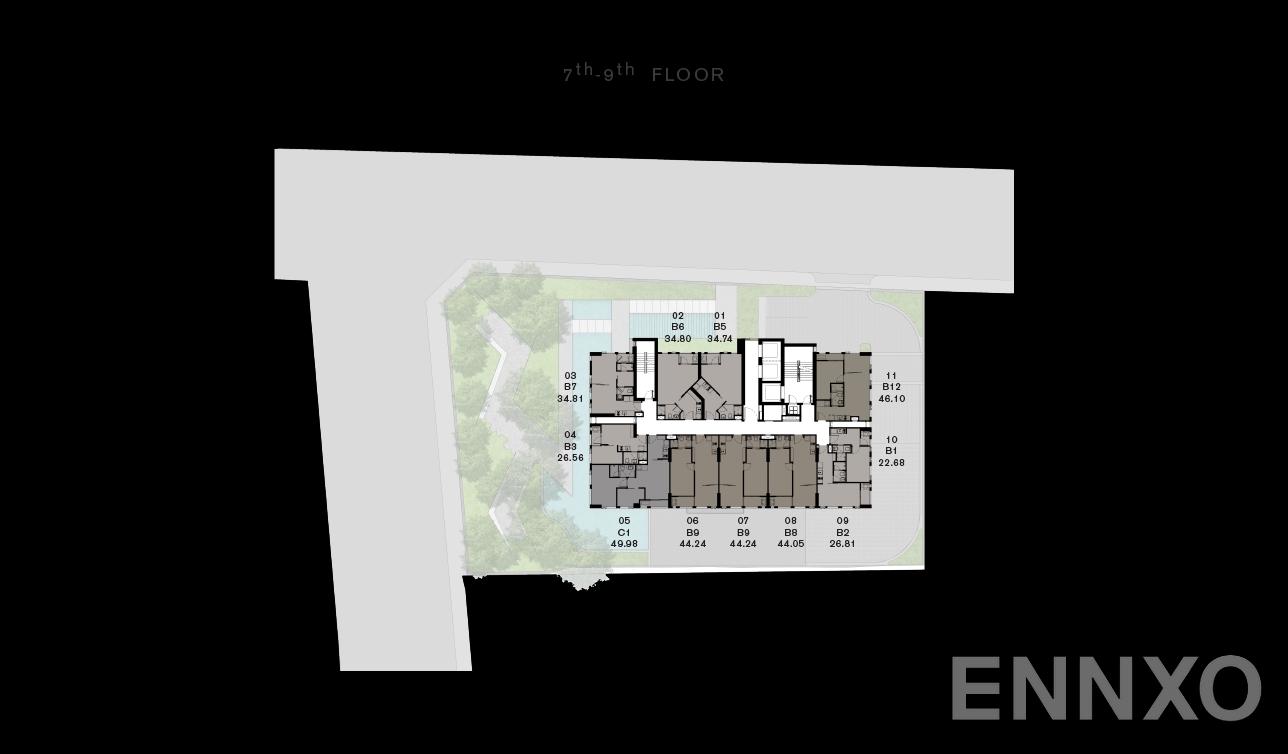 แปลนชั้น Plan 3 ของโครงการ แชปเตอร์ จุฬา-สามย่าน