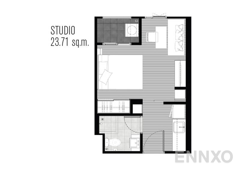 รูปแปลนห้อง Studio โครงการ แชปเตอร์วัน มิดทาวน์ ลาดพร้าว 24