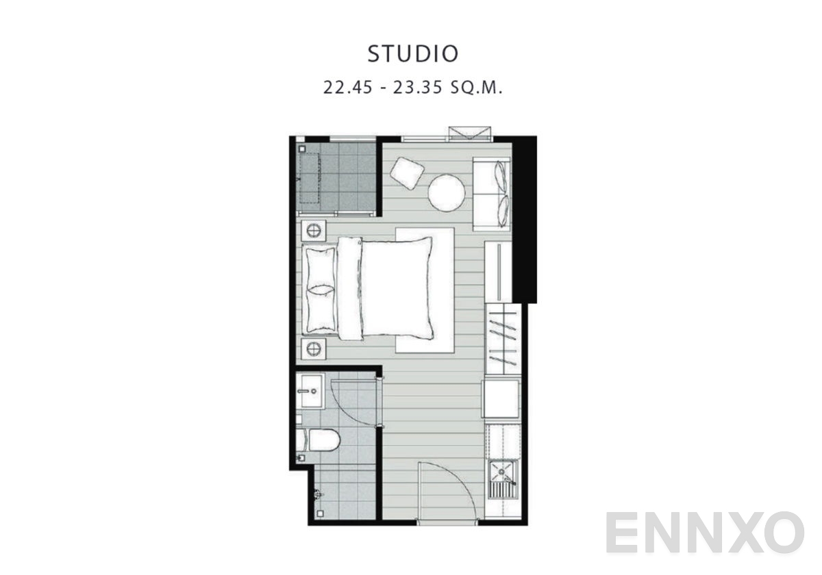 รูปแปลนห้อง Studio ของโครงการ Chapter One Shine Bangpo